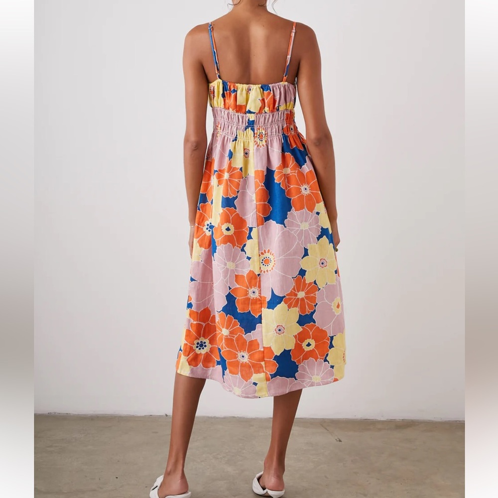 Rails NWT Octavia Flower Power Dress XS Linen Pink Blue Yellow Orange Floral - Picture 3 of 8